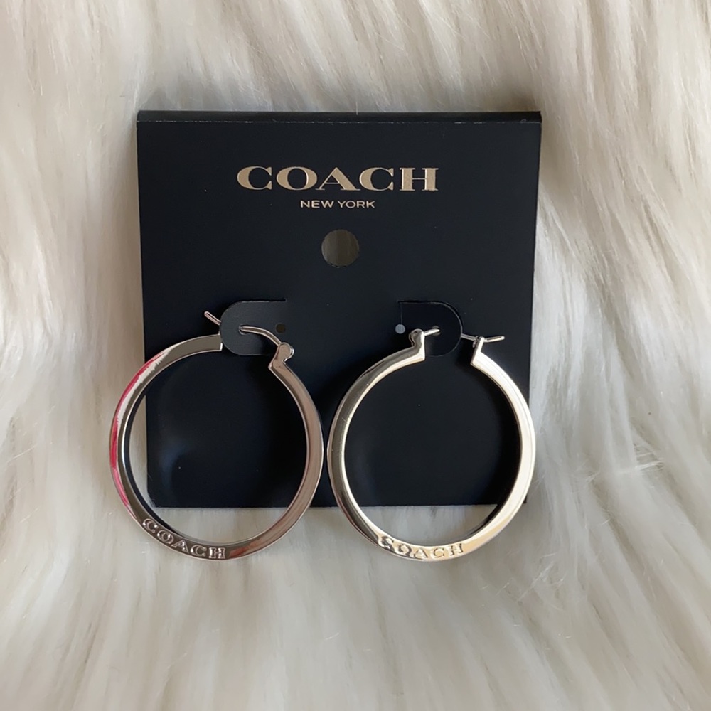 Coach Hoop Earrings F73022 Silver - Picture 7 of 9